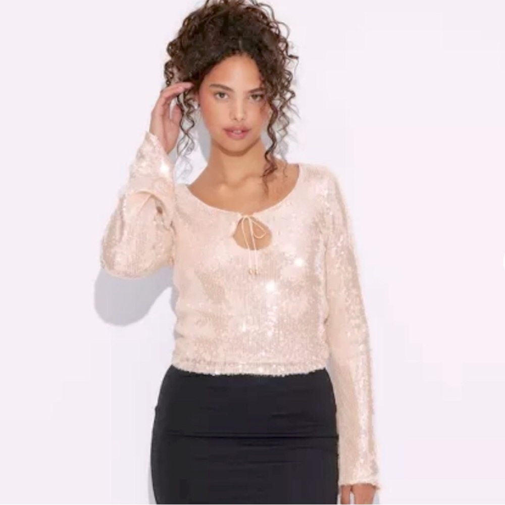Wild Fable Cream Sequin Blouse